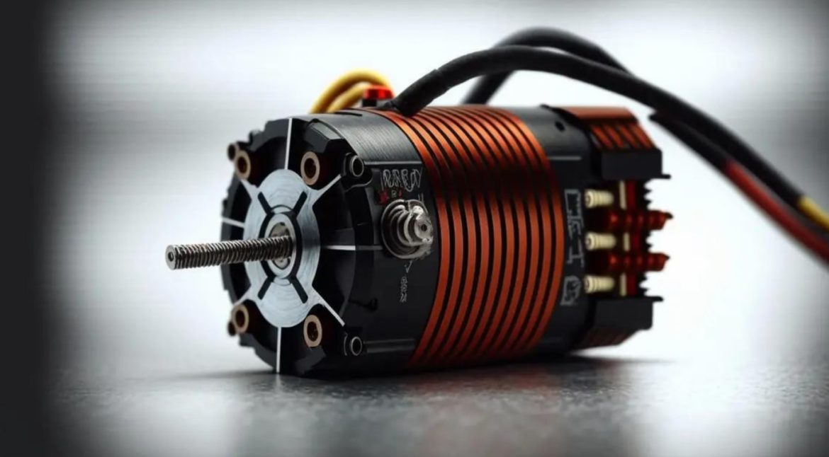 A motor with black and orange wires, showcasing its intricate design and contrasting colors. Blog Image