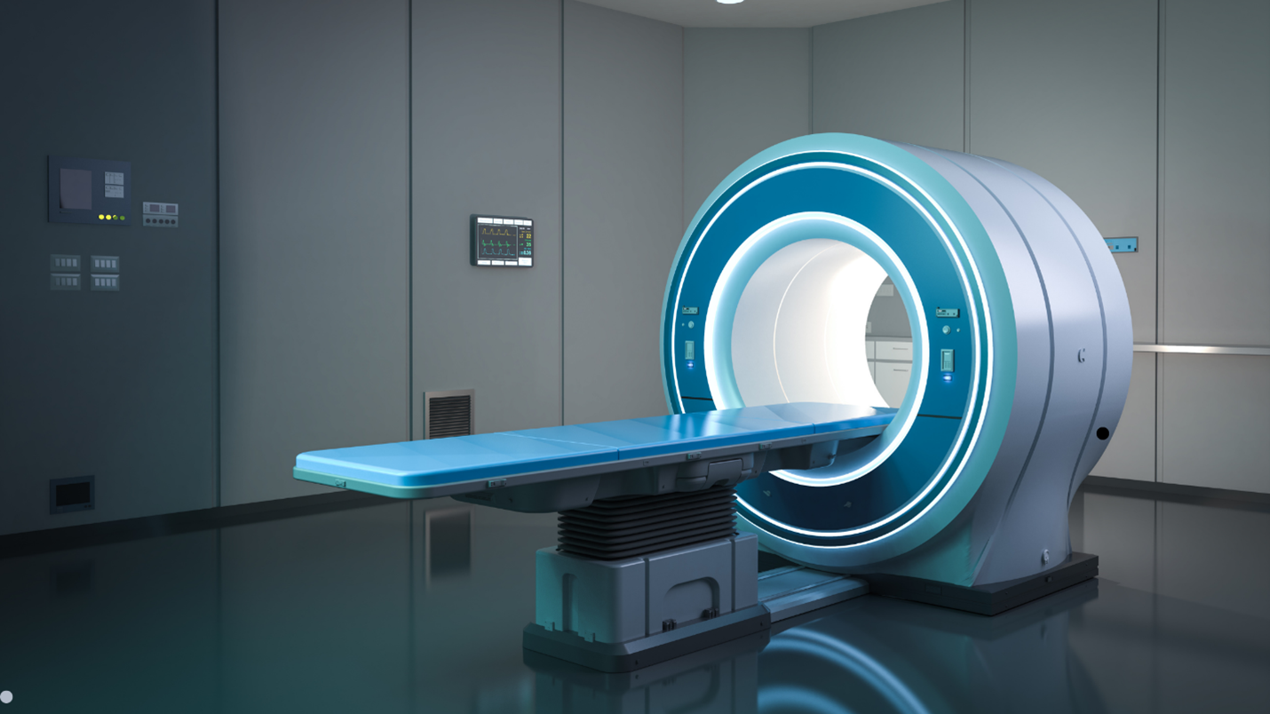 Use of Coreless motor in MRI machine in a room with a blue table.