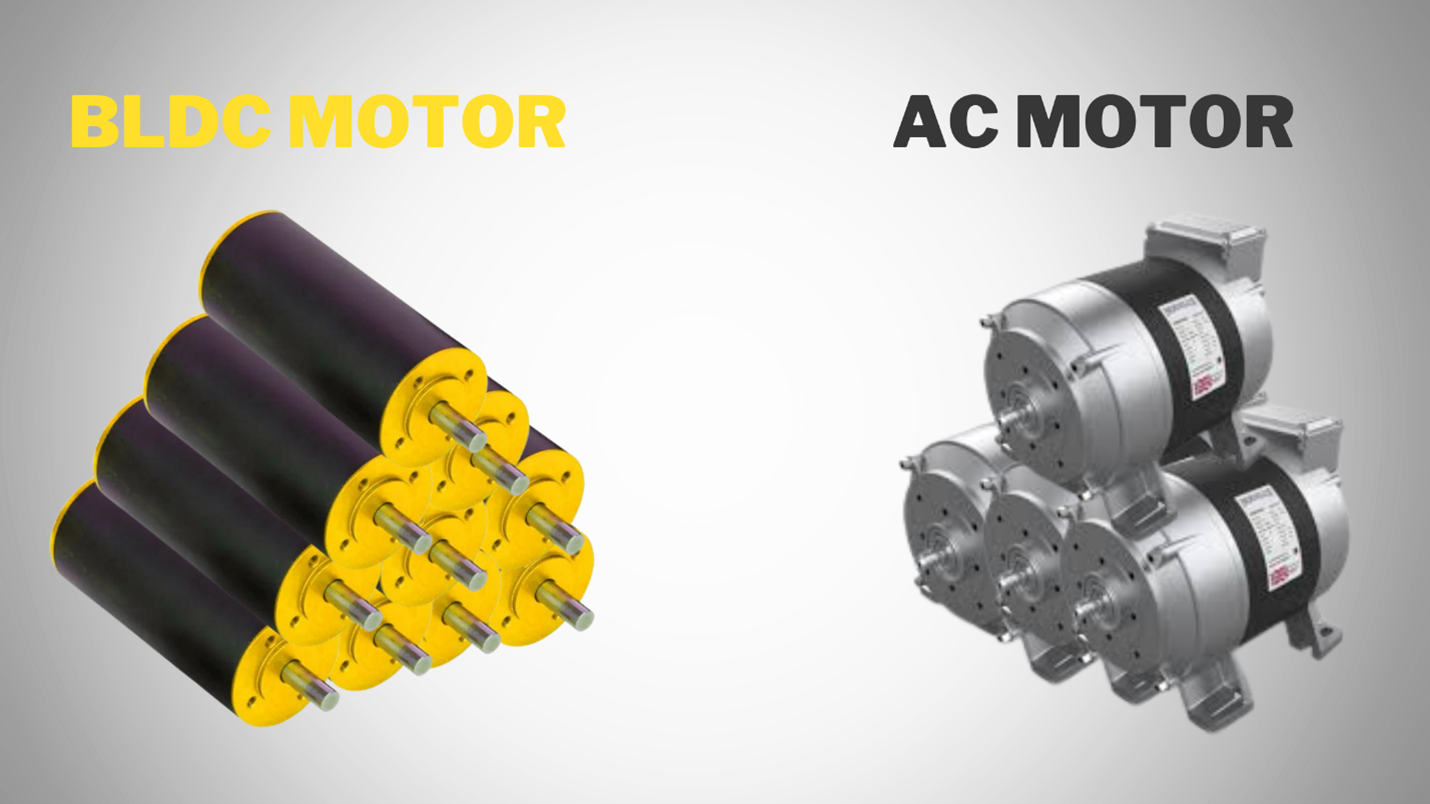 on right side X team bldc motor and on left side ac motor picture showcasing a completion between two motors