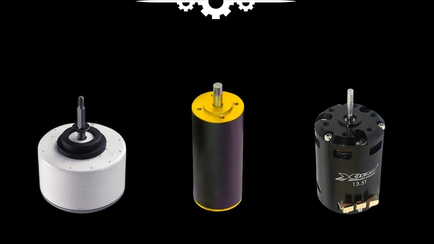 Three X team Servo, BLDC, Sensored, Coreless, and EC Motors In one image