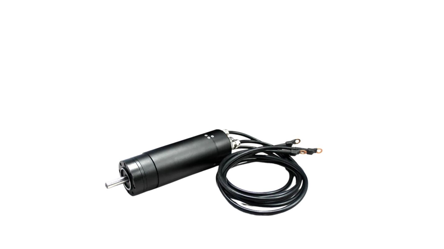 black X team motor with a cord displayed against a clean white background, highlighting its design and functionality.